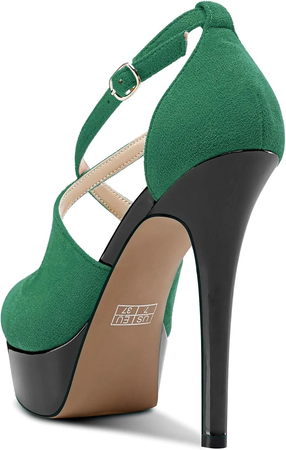Castamere Womens High Platform Stiletto Heel Peep Open Toe Sandals Cross-Strap Two-Piece Patchwork Prom Dress 5.1 Inches Heels