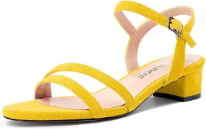 Castamere Womens Low Chunky Block Kitten Heel Open Toe Ankle Strap Slingback Sandals Gladiator Prom Dress 1.2 Inches Heels
