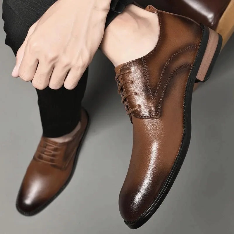 Casual Retro Moccasins, Comfortable Leisure Footwear for Daily Wear, Men's Dress Oxfords Shoes, Formal Lace-up Business Height Increase, Stylish Party Loafers for Men