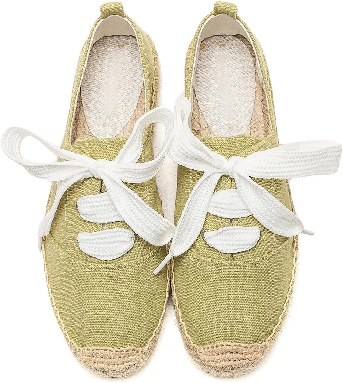 Casual Simple Espadrille Sneakers - Comfortable and Breathable Lace Up Women Flats Thick Bottom Espadrilles, Can Be Worn with Jeans, Long Skirts,Shorts