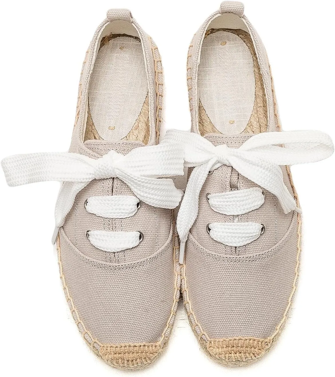Casual Simple Espadrille Sneakers - Comfortable and Breathable Lace Up Women Flats Thick Bottom Espadrilles, Can Be Worn with Jeans, Long Skirts,Shorts