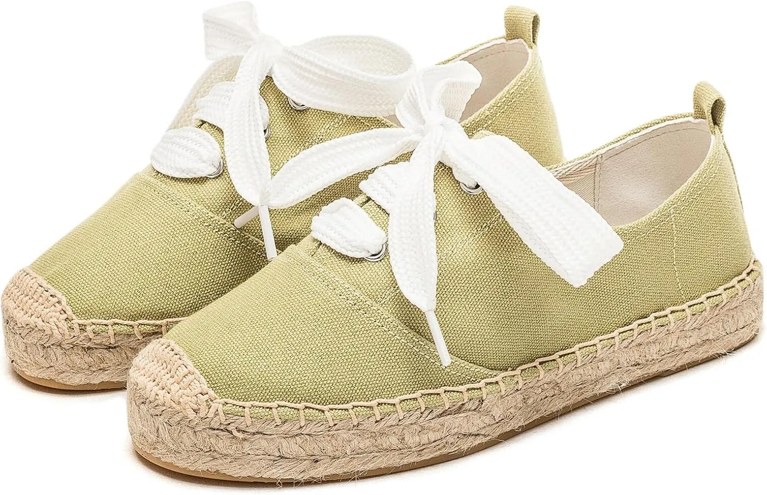 Casual Simple Espadrille Sneakers - Comfortable and Breathable Lace Up Women Flats Thick Bottom Espadrilles, Can Be Worn with Jeans, Long Skirts,Shorts