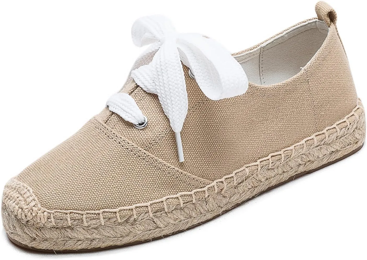 Casual Simple Espadrille Sneakers - Comfortable and Breathable Lace Up Women Flats Thick Bottom Espadrilles, Can Be Worn with Jeans, Long Skirts,Shorts