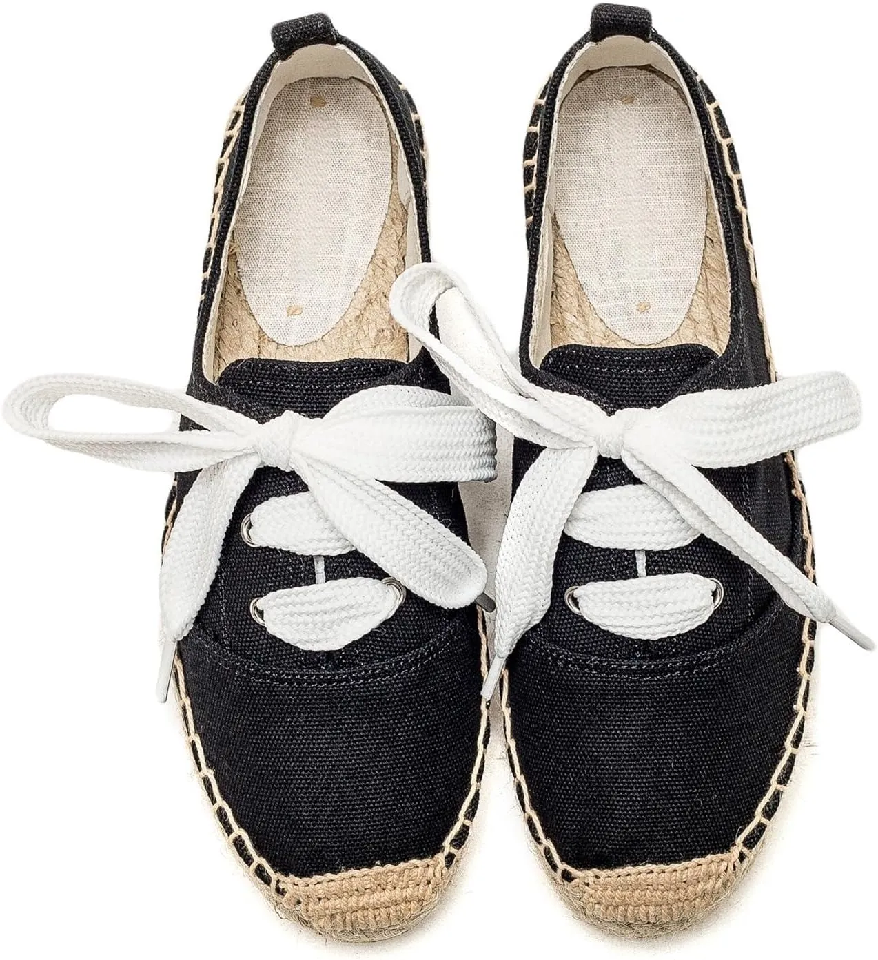 Casual Simple Espadrille Sneakers - Comfortable and Breathable Lace Up Women Flats Thick Bottom Espadrilles, Can Be Worn with Jeans, Long Skirts,Shorts