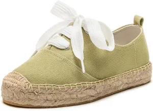 Casual Simple Espadrille Sneakers - Comfortable and Breathable Lace Up Women Flats Thick Bottom Espadrilles, Can Be Worn with Jeans, Long Skirts,Shorts
