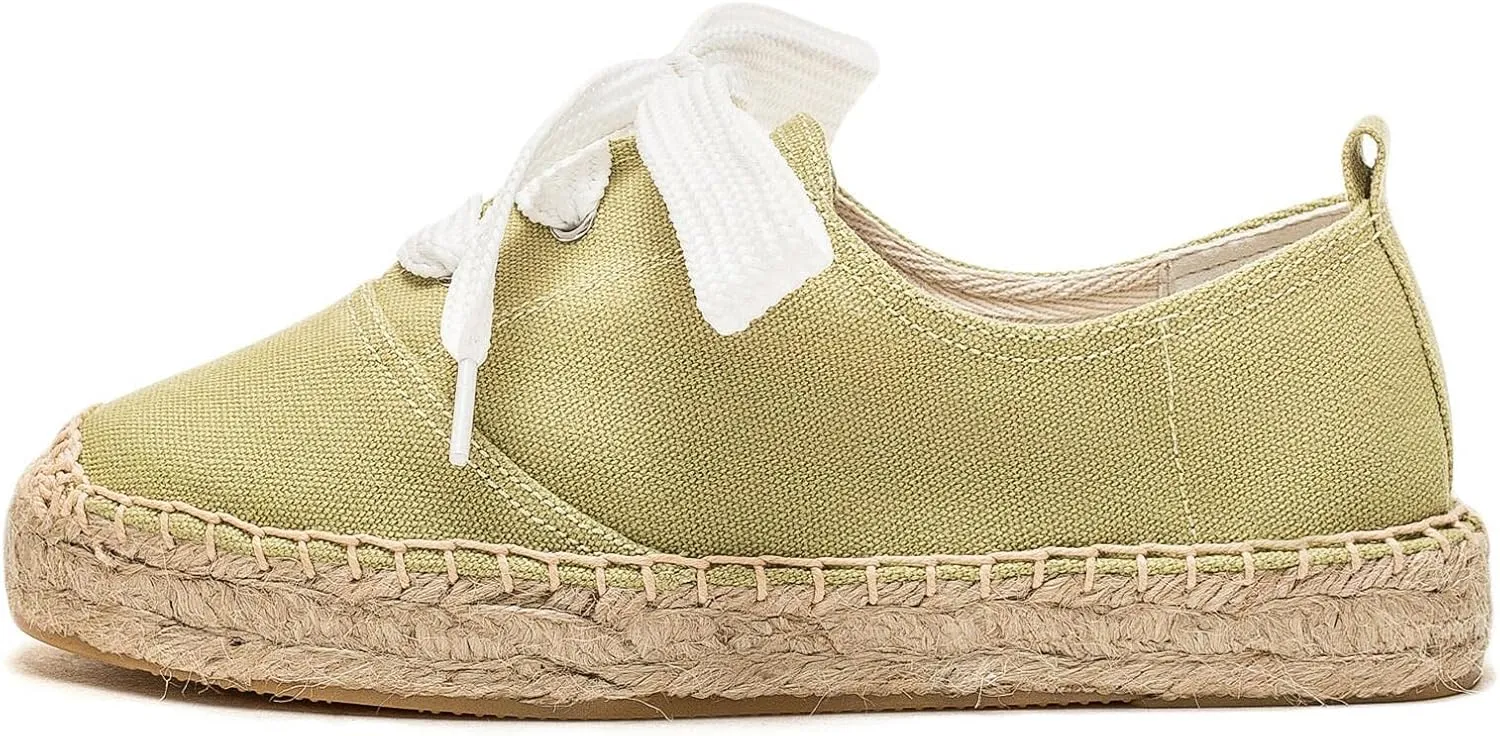 Casual Simple Espadrille Sneakers - Comfortable and Breathable Lace Up Women Flats Thick Bottom Espadrilles, Can Be Worn with Jeans, Long Skirts,Shorts