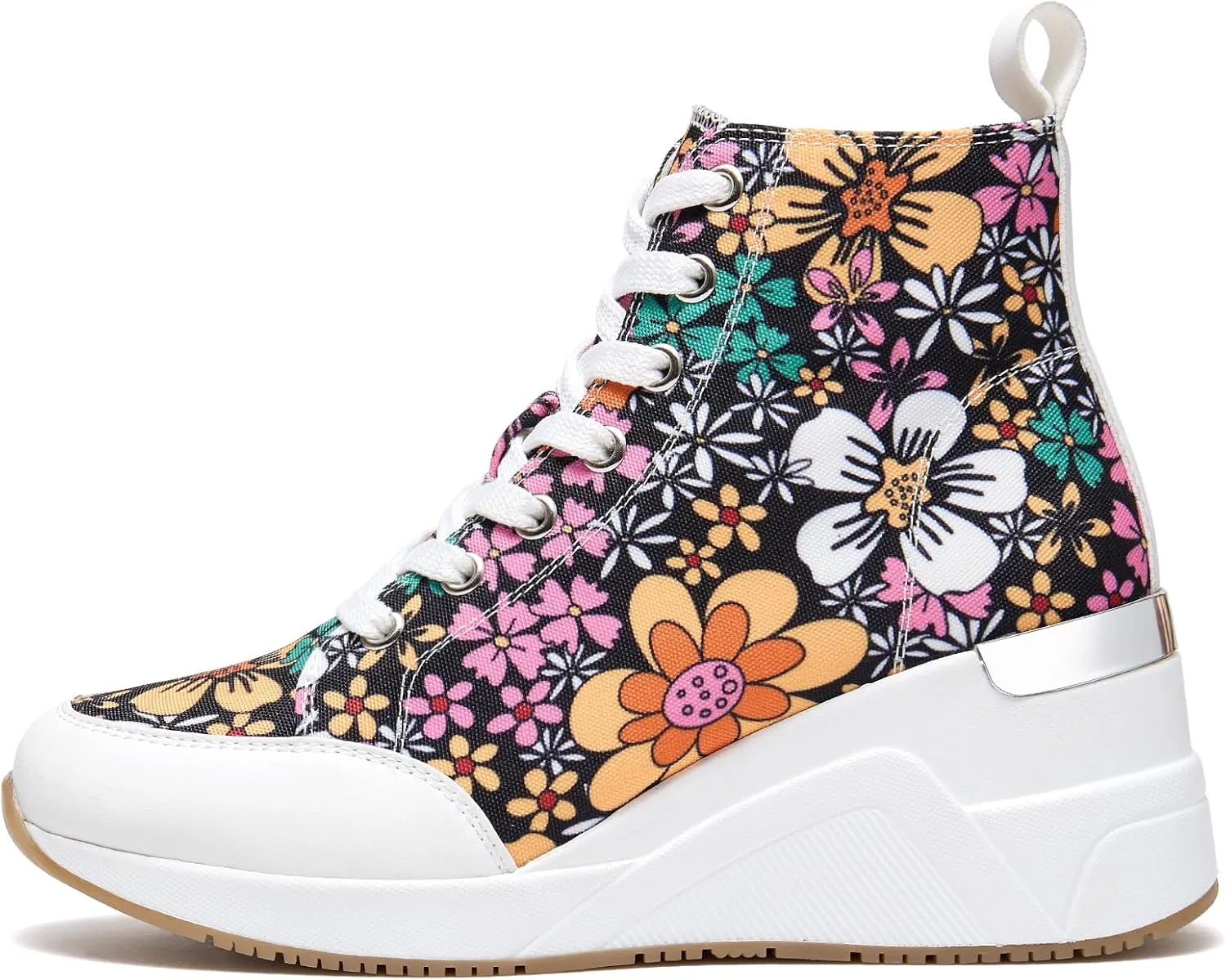 Cestfini Graffiti High Top Sneakers for Women Breathable White Black Platform Sneakers Lace up Womens Canvas Shoes