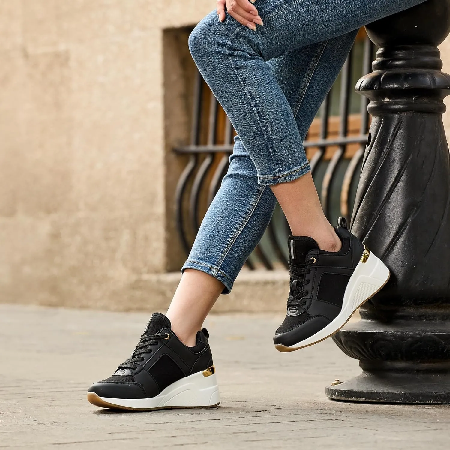 Cestfini Wedge Sneakers for Women - Wedge Tennis Shoes Non-Slip Women Fashion Sneakers