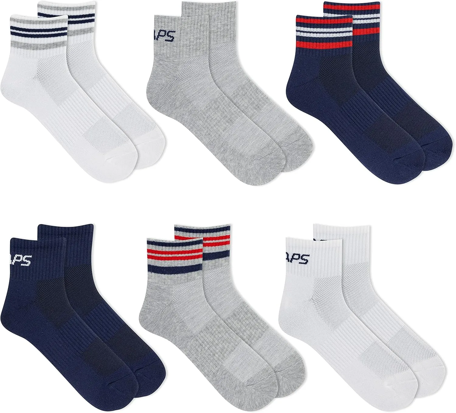 Chaps Sport Cushioned Repreve Athletic Socks-6 Pair Pack-Breathable Front Mesh and Arch Support, Men's Shoe Size: 6-12