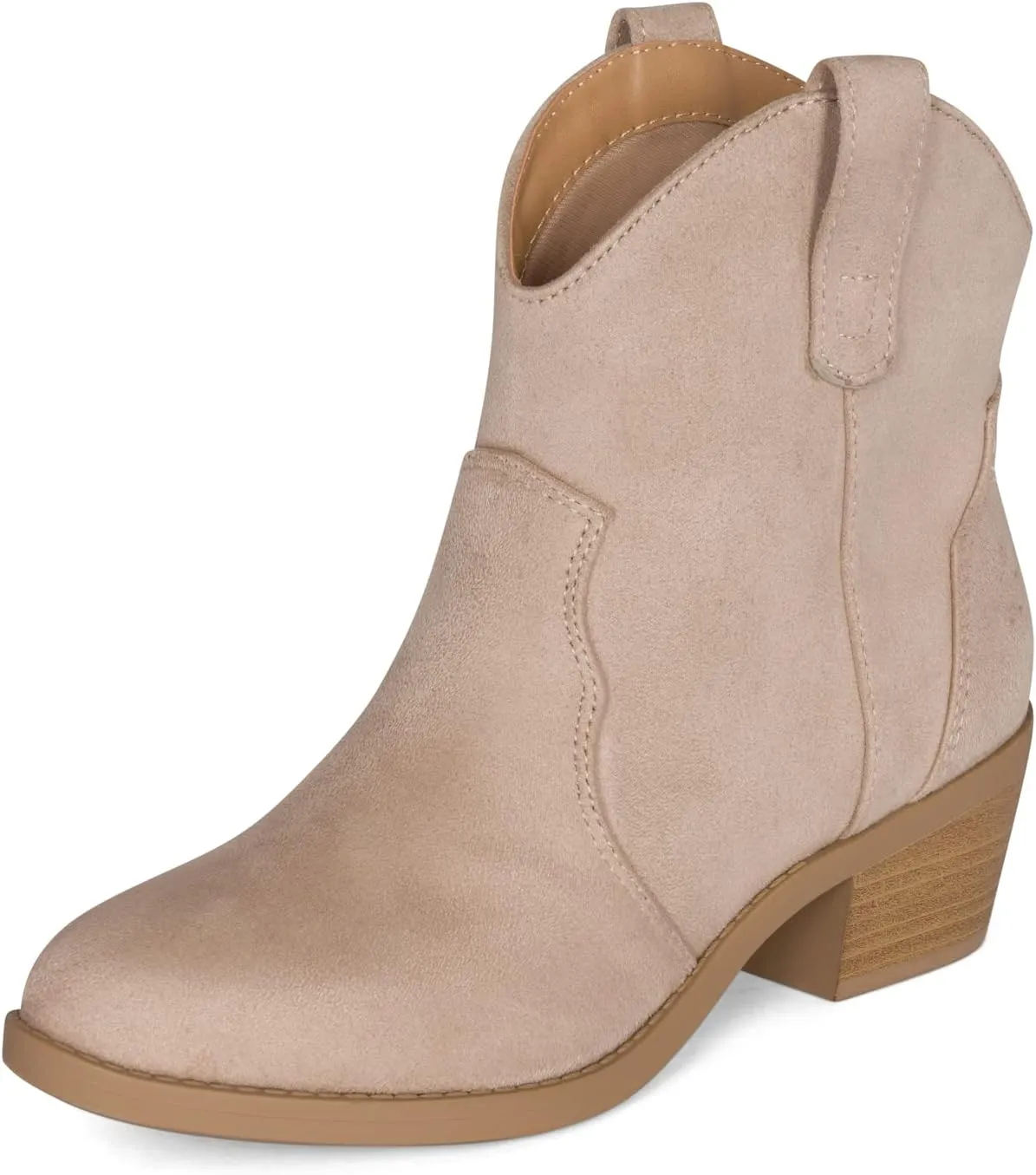 Chariot & Co Cowboy Boots for Women - Western Style Stacked Heel Ankle Boot - Seamy