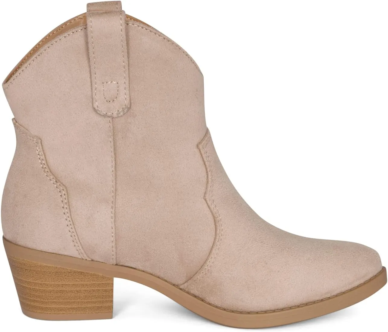 Chariot & Co Cowboy Boots for Women - Western Style Stacked Heel Ankle Boot - Seamy