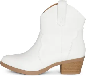Chariot & Co Cowboy Boots for Women - Western Style Stacked Heel Ankle Boot - Seamy