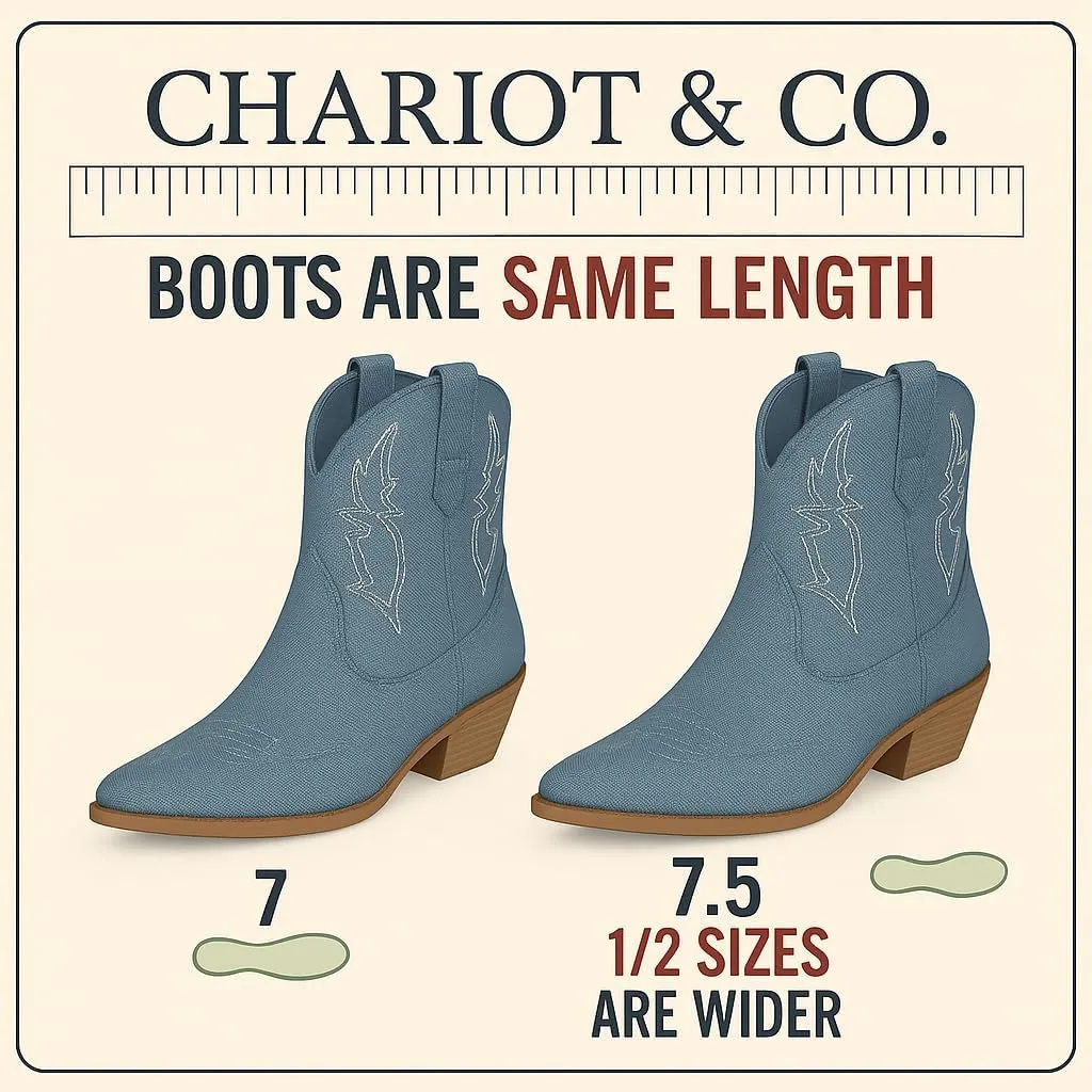 Chariot & Co -Susan- Womens Cowboy Cowgirl Western Ankle Booties Pointed Toe Boots