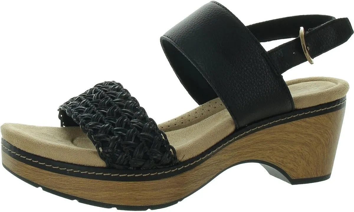 Clarks Womens Seannah Step Leather Cushioned Footbed Platform Sandals