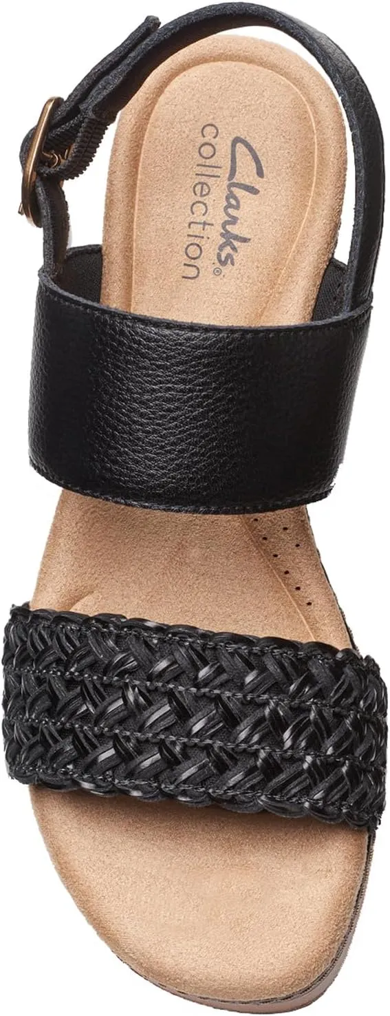 Clarks Womens Seannah Step Leather Cushioned Footbed Platform Sandals