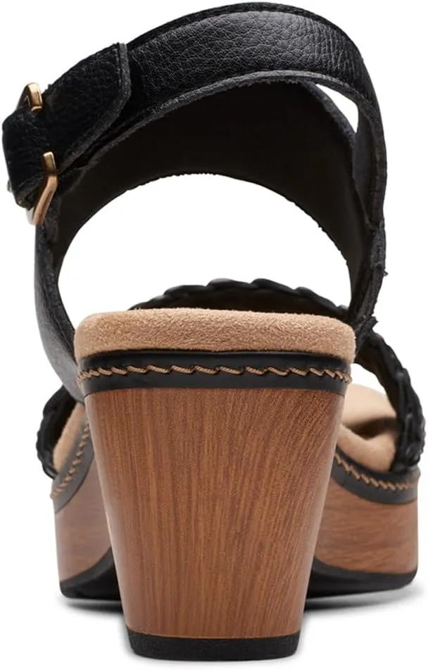 Clarks Womens Seannah Step Leather Cushioned Footbed Platform Sandals