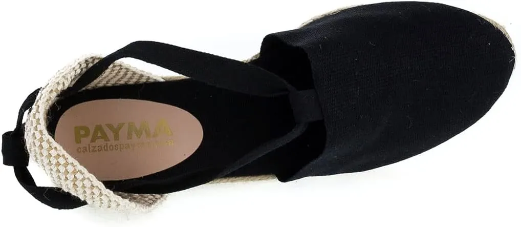 Classic Jute and Canvas Wedge Sandals for Women. Made in Spain. Classic 5 Strings Height. Espadrille with Ankle Lace Up. Padded Fabric Insole. Rubber Outsole.