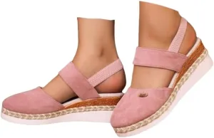 Closed Toe Platform Wedge Sandals for Women Heel Casual Womens, Women's Espadrilles Dressy Wedges Sandals, Comfortable Anti Slip Summer Shoes with Adjustable Buckle Ankle Strap