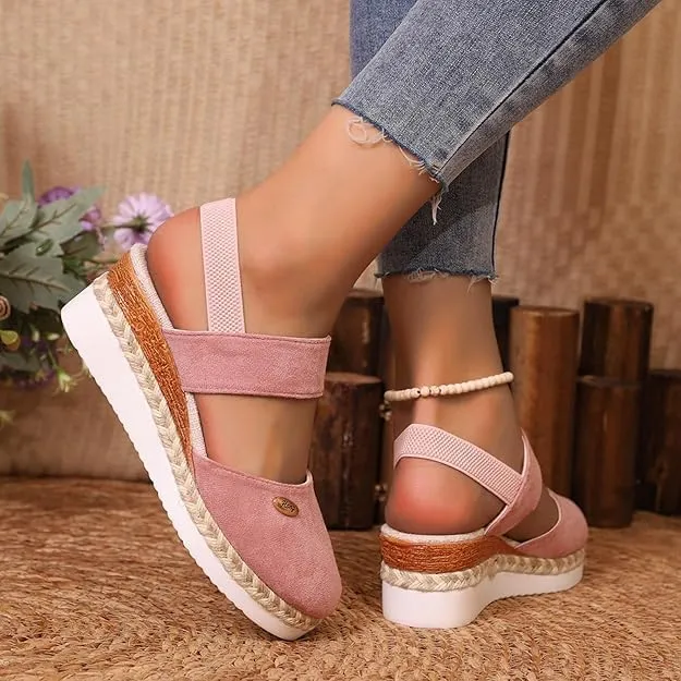 Closed Toe Platform Wedge Sandals for Women Heel Casual Womens, Women's Espadrilles Dressy Wedges Sandals, Comfortable Anti Slip Summer Shoes with Adjustable Buckle Ankle Strap