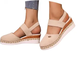 Closed Toe Platform Wedge Sandals for Women Heel Casual Womens, Women's Espadrilles Dressy Wedges Sandals, Comfortable Anti Slip Summer Shoes with Adjustable Buckle Ankle Strap