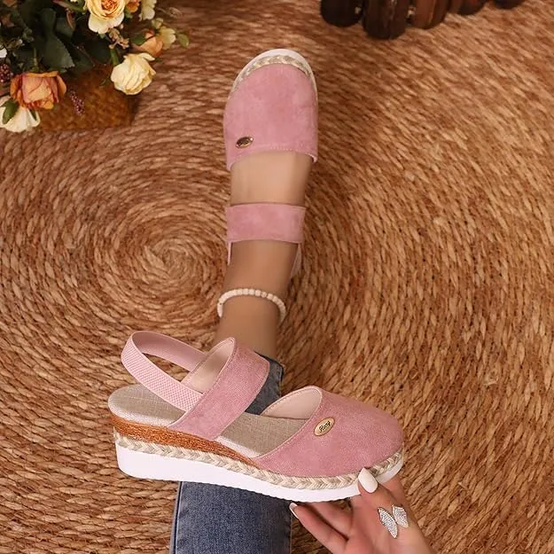 Closed Toe Platform Wedge Sandals for Women Heel Casual Womens, Women's Espadrilles Dressy Wedges Sandals, Comfortable Anti Slip Summer Shoes with Adjustable Buckle Ankle Strap
