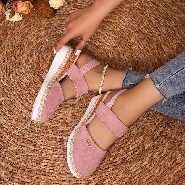 Closed Toe Platform Wedge Sandals for Women Heel Casual Womens, Women's Espadrilles Dressy Wedges Sandals, Comfortable Anti Slip Summer Shoes with Adjustable Buckle Ankle Strap