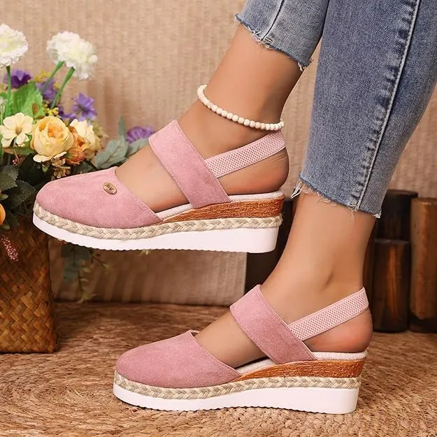 Closed Toe Platform Wedge Sandals for Women Heel Casual Womens, Women's Espadrilles Dressy Wedges Sandals, Comfortable Anti Slip Summer Shoes with Adjustable Buckle Ankle Strap