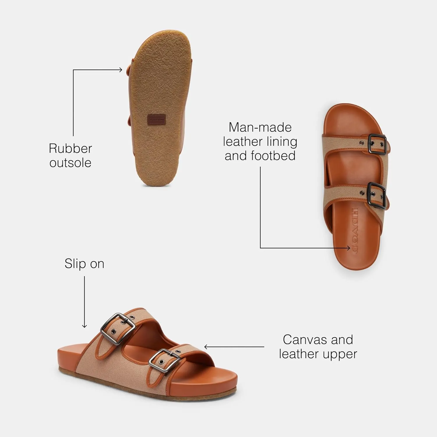 Coach Men's Canvas Buckle Strap Sandal
