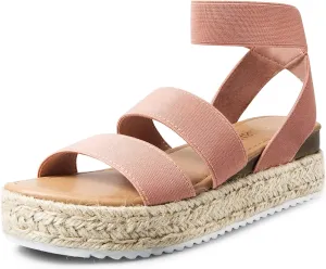 COASIS Women's Open Toe Platform Espadrilles Wedge Sandals with Ankle Strap Summer Casual Sandals