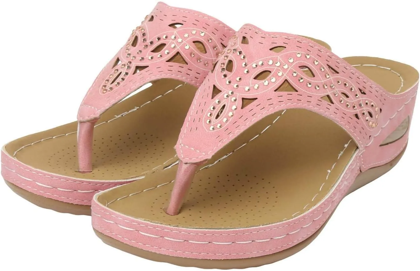 Comfortable Wedge Sandals For Women Dressy Summer,Flip Flops For Women With Arch Support Beach Walking 2025 Open Toe Platform Sandals Casual Slip on Outdoor Shoes