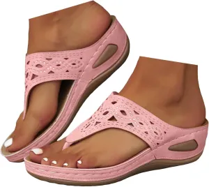 Comfortable Wedge Sandals For Women Dressy Summer,Flip Flops For Women With Arch Support Beach Walking 2025 Open Toe Platform Sandals Casual Slip on Outdoor Shoes
