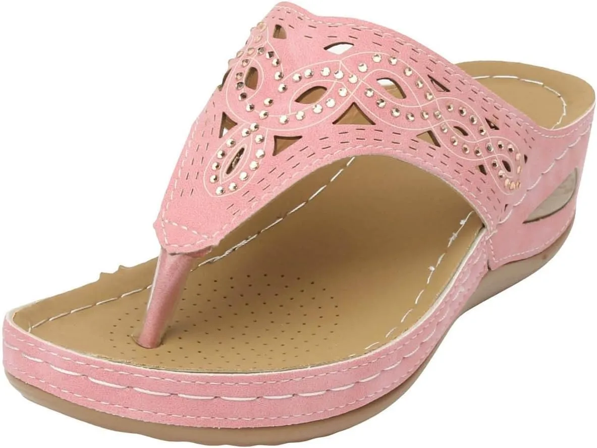 Comfortable Wedge Sandals For Women Dressy Summer,Flip Flops For Women With Arch Support Beach Walking 2025 Open Toe Platform Sandals Casual Slip on Outdoor Shoes
