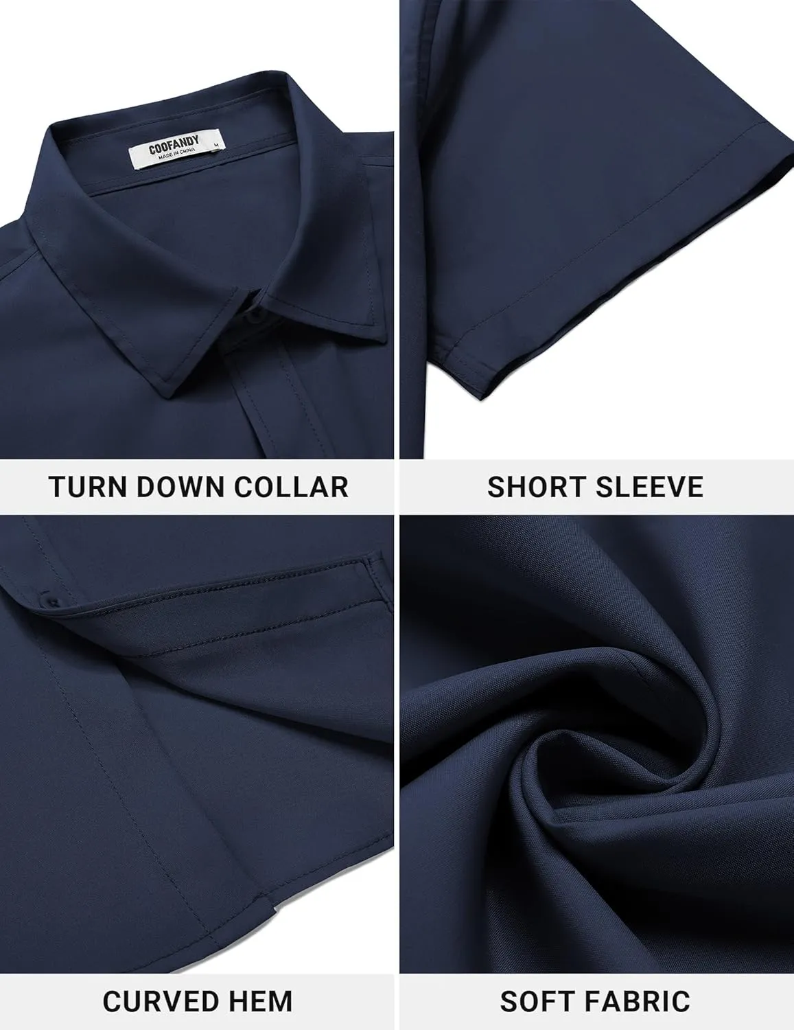 COOFANDY Men's Casual Button Down Shirt Short Sleeve Wrinkle Free Dress Shirt Beach Summer Wedding Shirt