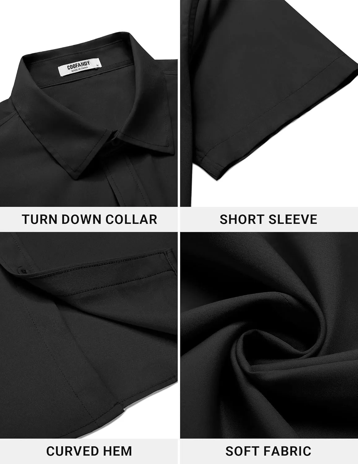 COOFANDY Men's Casual Button Down Shirt Short Sleeve Wrinkle Free Dress Shirt Beach Summer Wedding Shirt