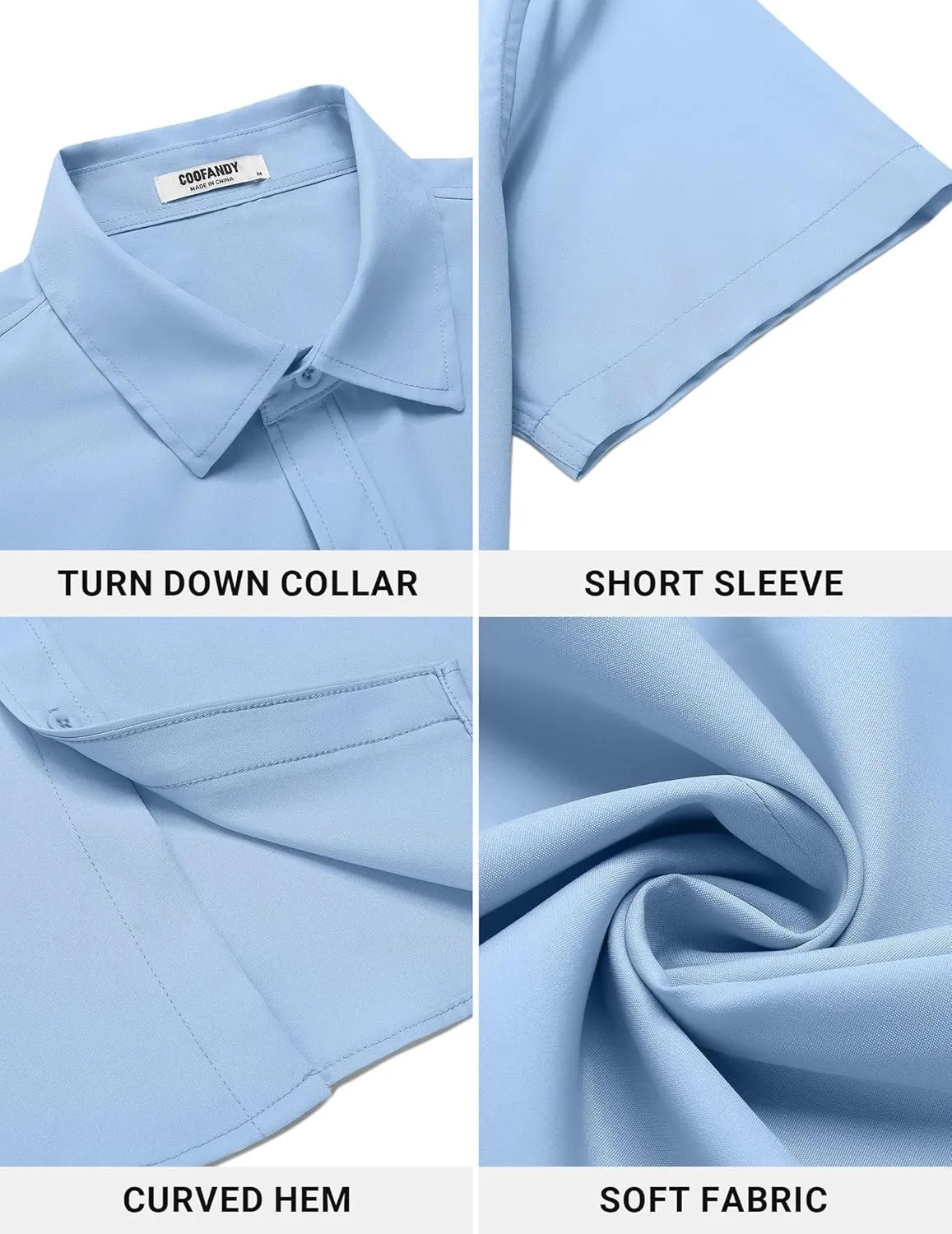COOFANDY Men's Casual Button Down Shirt Short Sleeve Wrinkle Free Dress Shirt Beach Summer Wedding Shirt