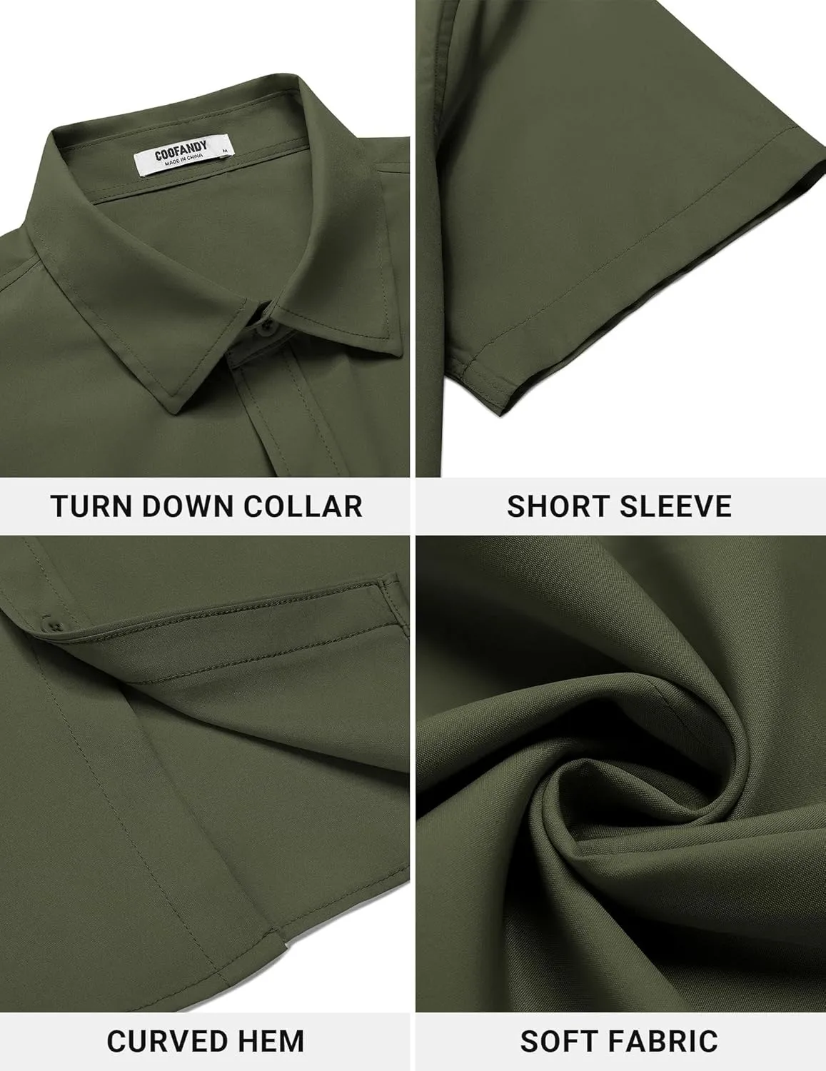 COOFANDY Men's Casual Button Down Shirt Short Sleeve Wrinkle Free Dress Shirt Beach Summer Wedding Shirt
