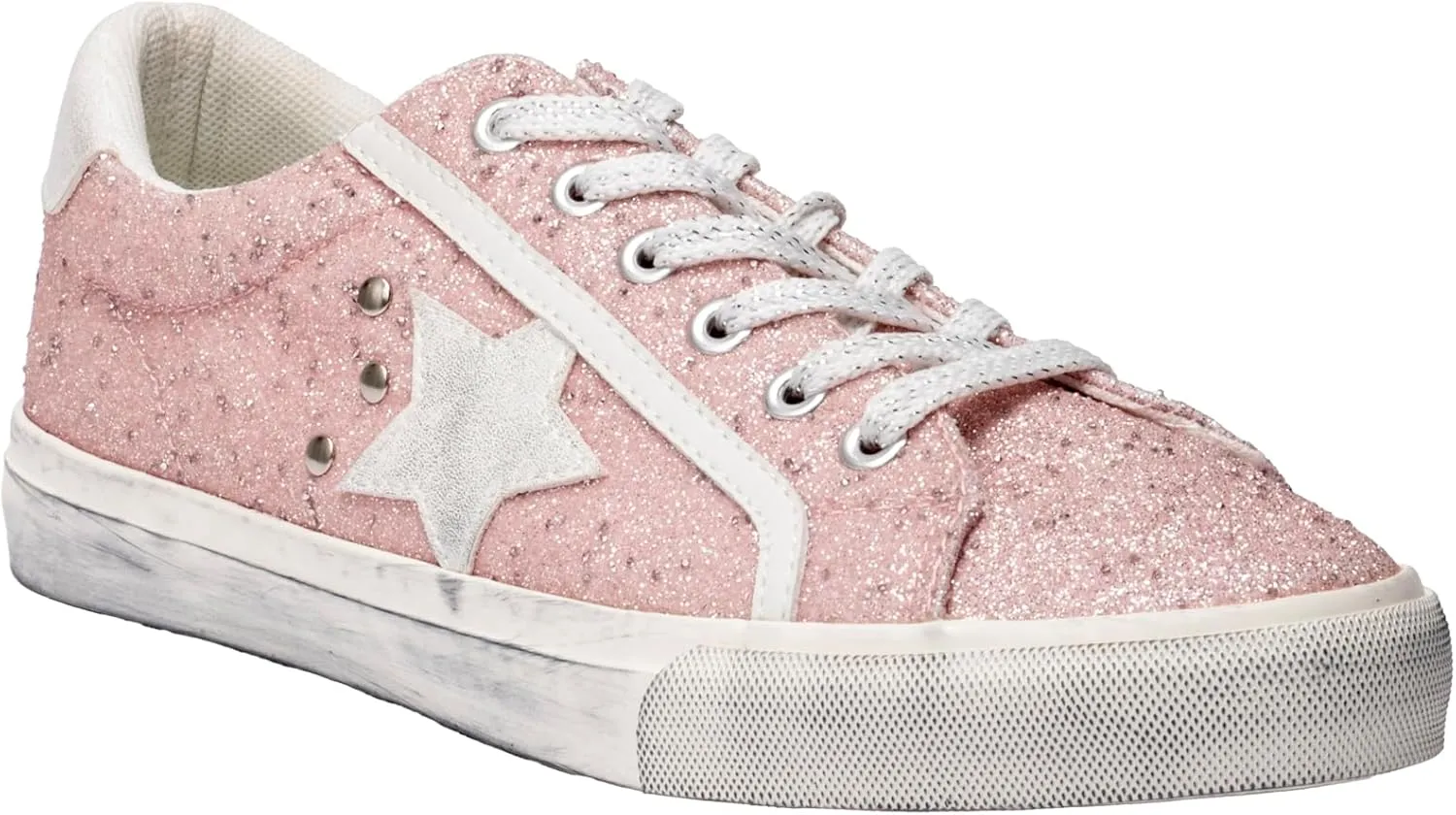 Corkys Footwear Hey Girl Womens Big Dipper Fashion Sneakers - Featuring a Star Patch on The Side with Stud Embellishments, Comfortable Insoles, and A Lace-up Design