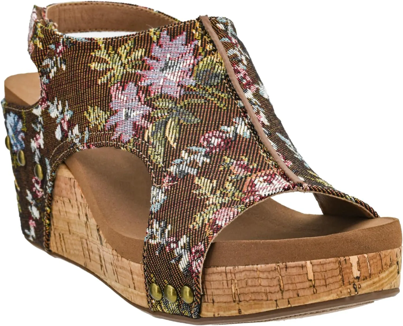 Corkys Footwear Womens Carley Wedges, Featuring Corkys EVA Foam Cushioned Insoles, A 2.5 Inch Heel, Lightweight For All Day Wear, And Hook And Loop Closure