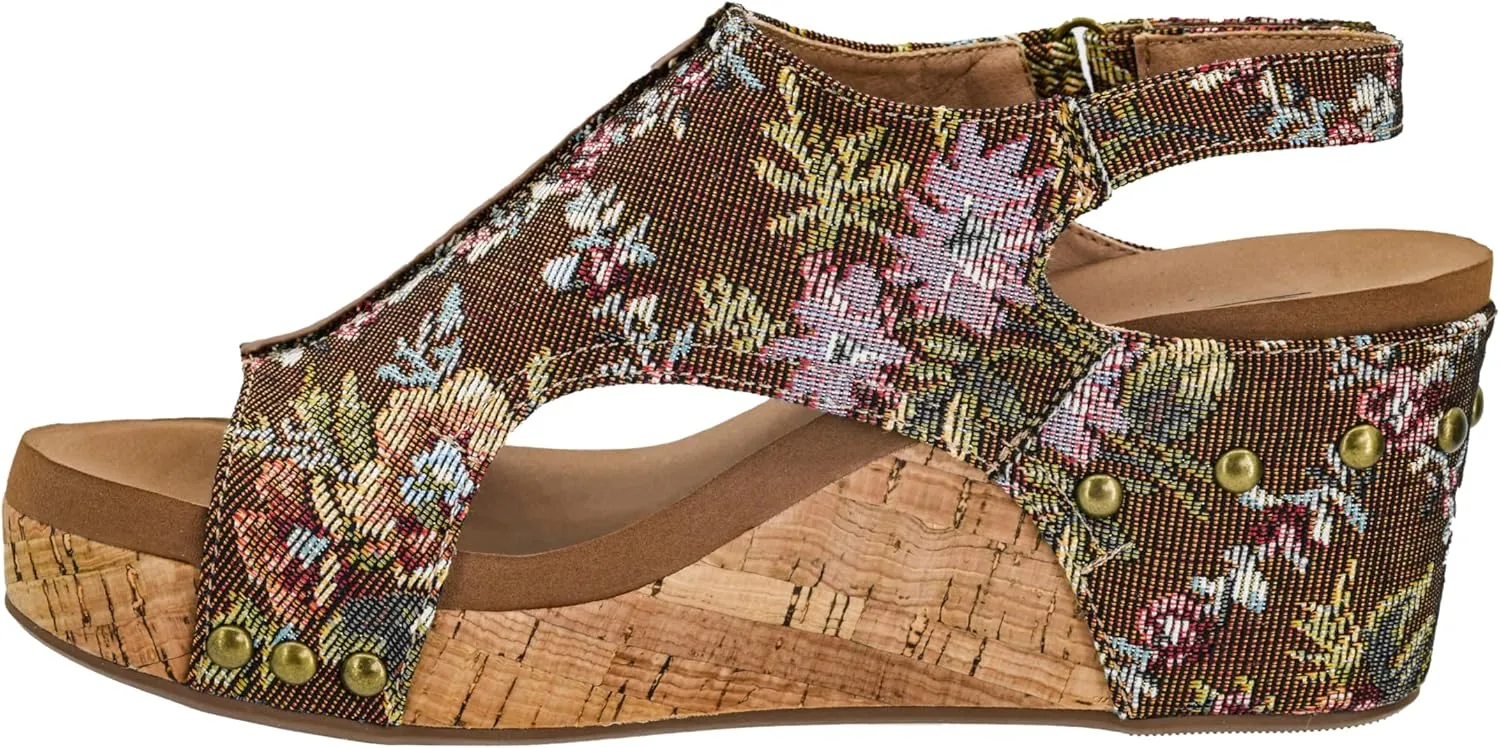 Corkys Footwear Womens Carley Wedges, Featuring Corkys EVA Foam Cushioned Insoles, A 2.5 Inch Heel, Lightweight For All Day Wear, And Hook And Loop Closure