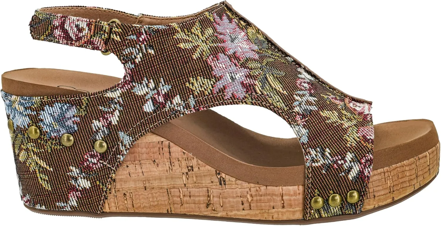 Corkys Footwear Womens Carley Wedges, Featuring Corkys EVA Foam Cushioned Insoles, A 2.5 Inch Heel, Lightweight For All Day Wear, And Hook And Loop Closure