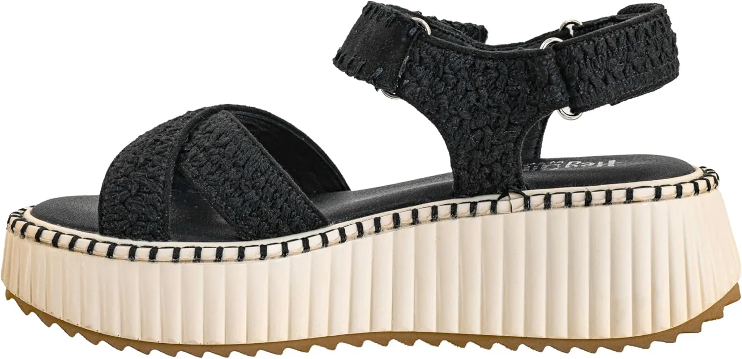 Corkys Footwear Women's Total Catch Sandals: Criss-Cross Style Straps with 1.75-Inch Platform and Secure Hook And Loop Ankle Closure for Comfort and Fashion