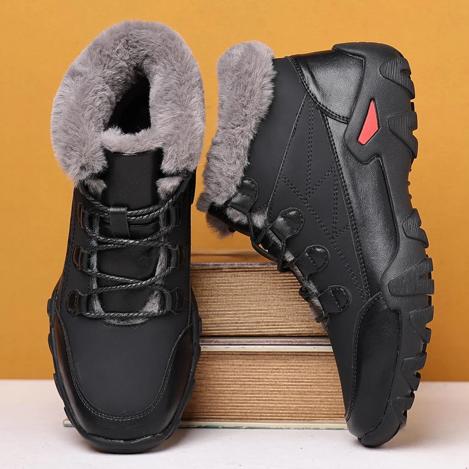 COSIDRAM Mens Snow Boots Outdoor Winter Warm Hiking Ankle Boots Anti Slip Insulated Work Shoes