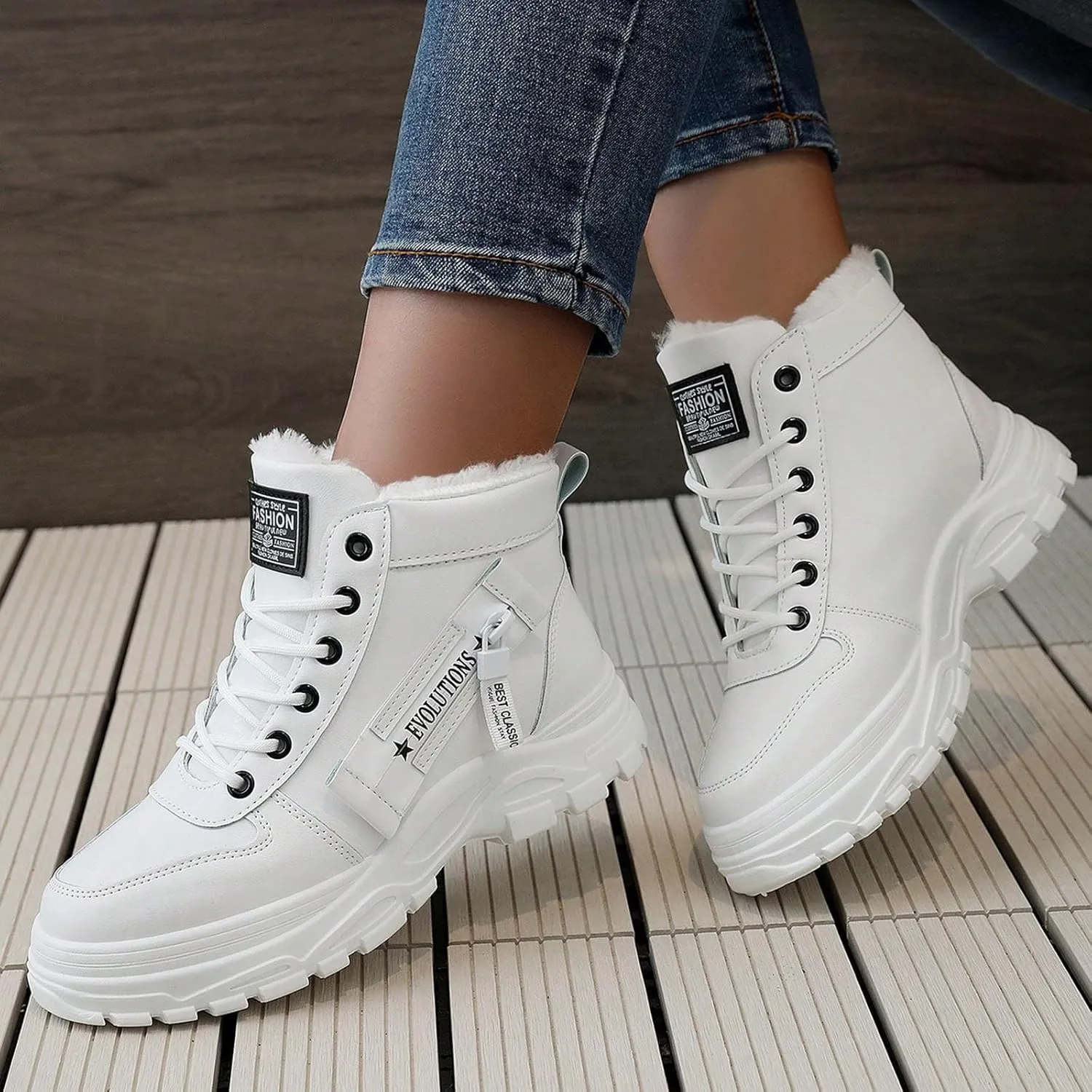 Cotton Shoes Women's Winter Plus Velvet New Versatile Warm High Top Boots Cotton Shoes Winter Shoes Summer Sandals Size 6, 6.5