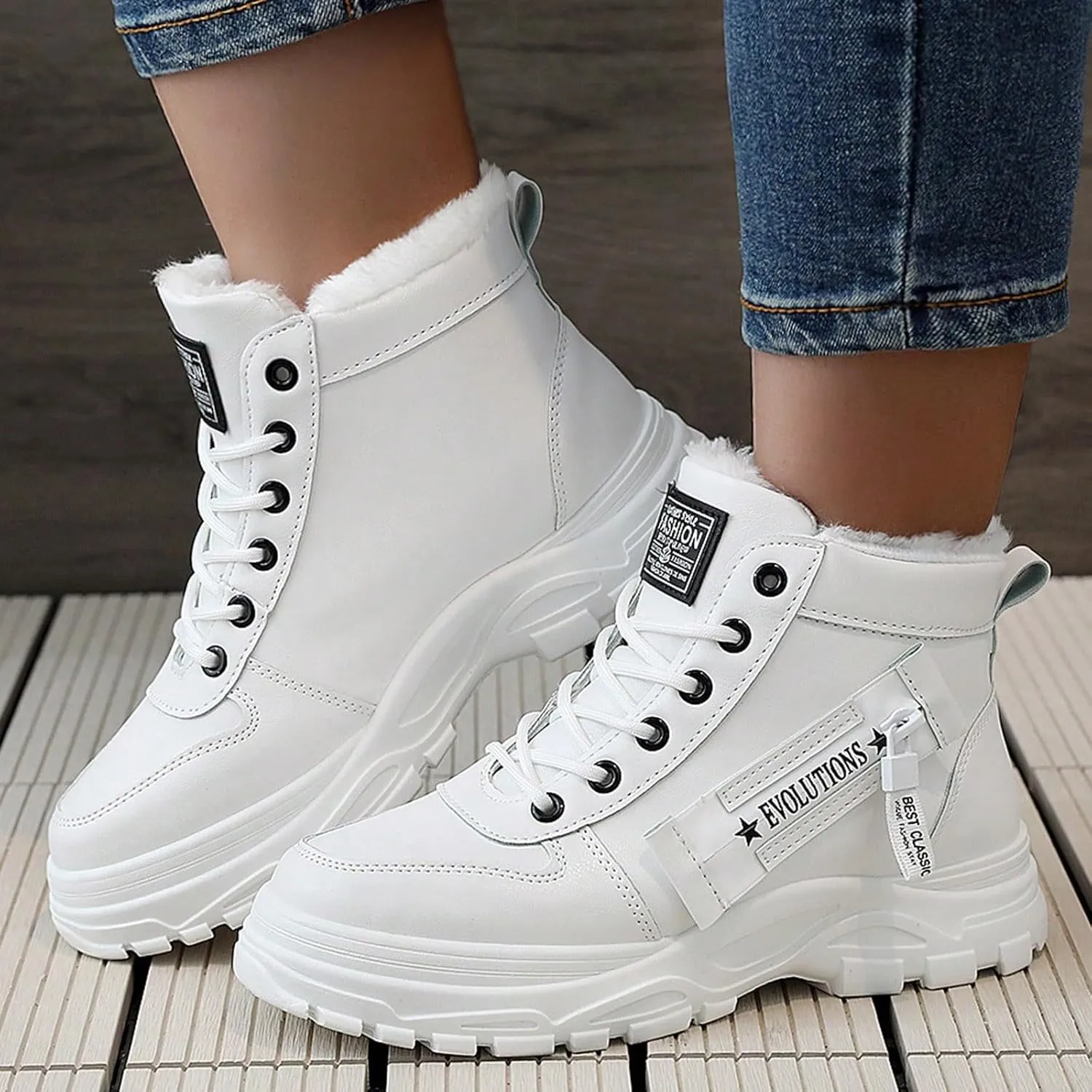 Cotton Shoes Women's Winter Plus Velvet New Versatile Warm High Top Boots Cotton Shoes Winter Shoes Summer Sandals Size 6, 6.5