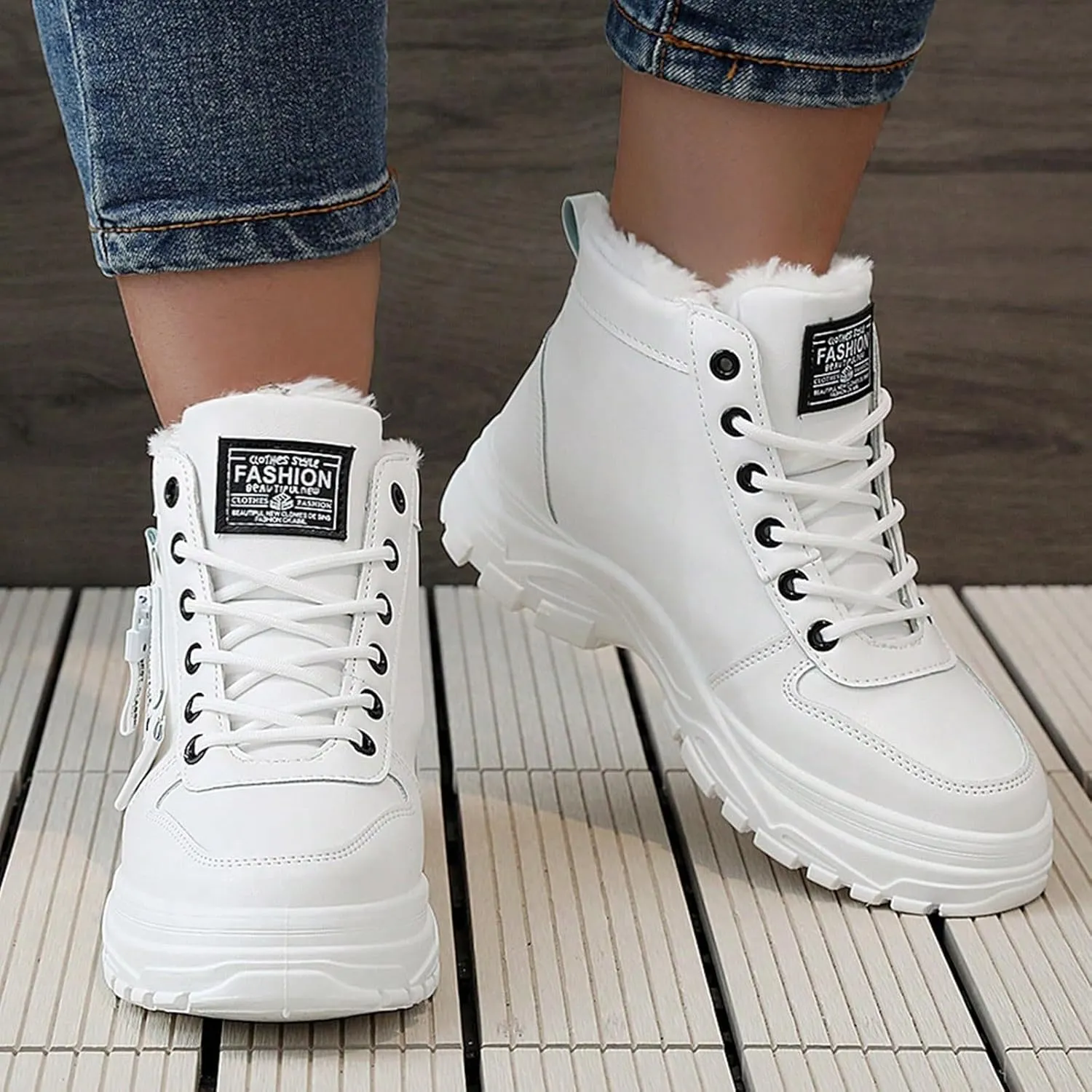 Cotton Shoes Women's Winter Plus Velvet New Versatile Warm High Top Boots Cotton Shoes Winter Shoes Summer Sandals Size 6, 6.5