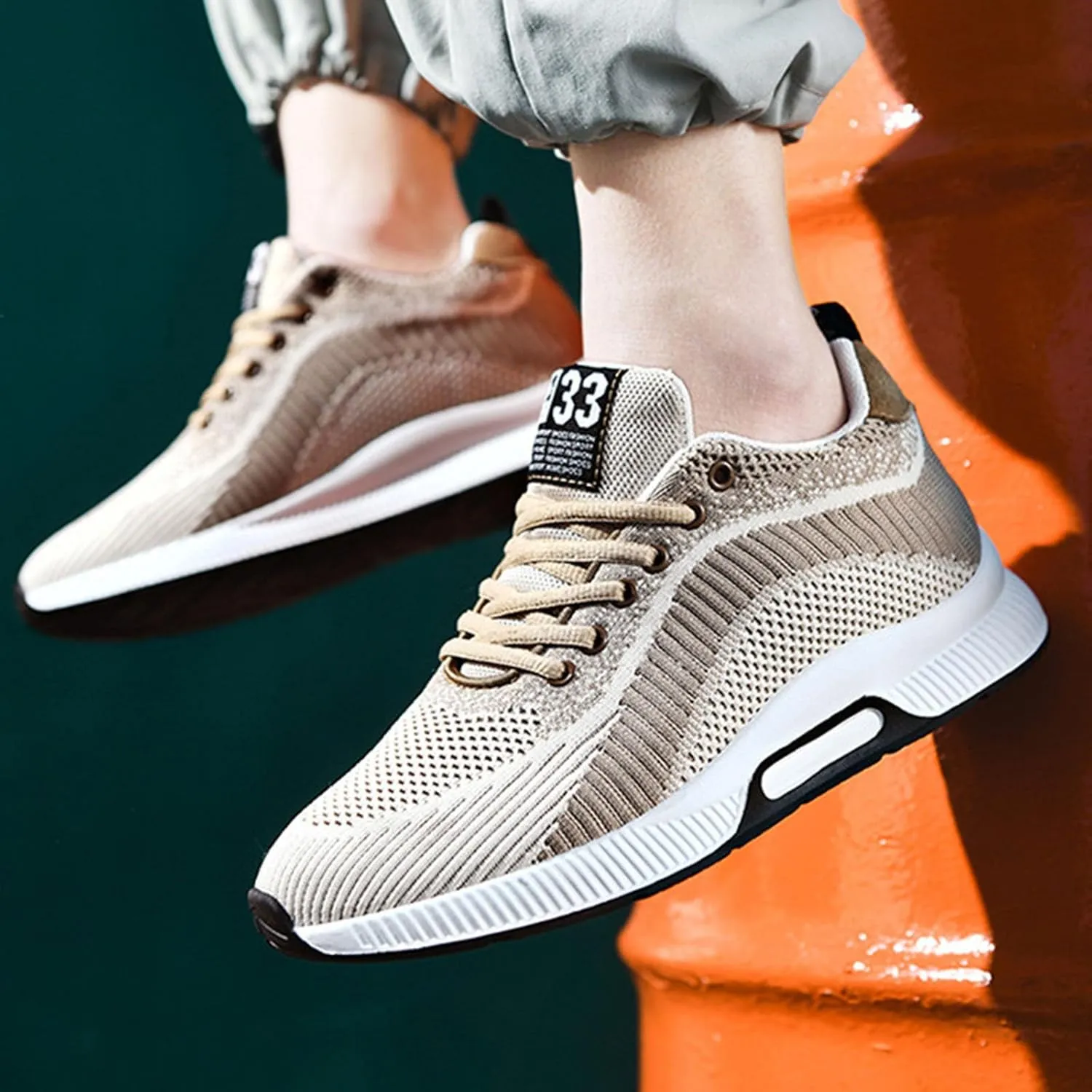 Couple Men's Elevator Shoes Men's Casual Mesh Trainers Lightweight Breathable Lace Up Sports Shoes Vintage Mens Sneaker
