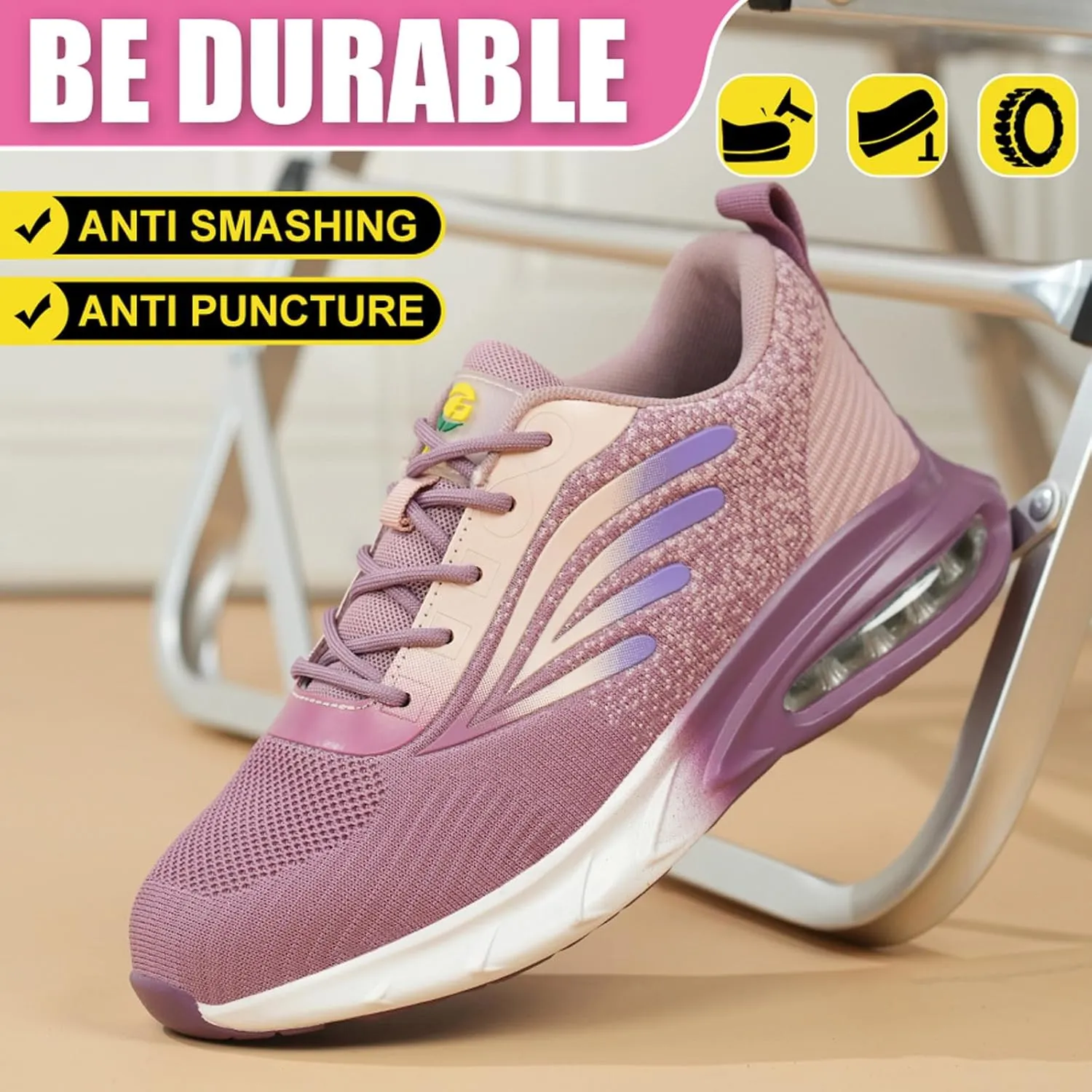 Couple Men's Shoes Women's Steel Toe Cap Lightweight Non Slip Sneaker Wedges Shoes for Women Wide