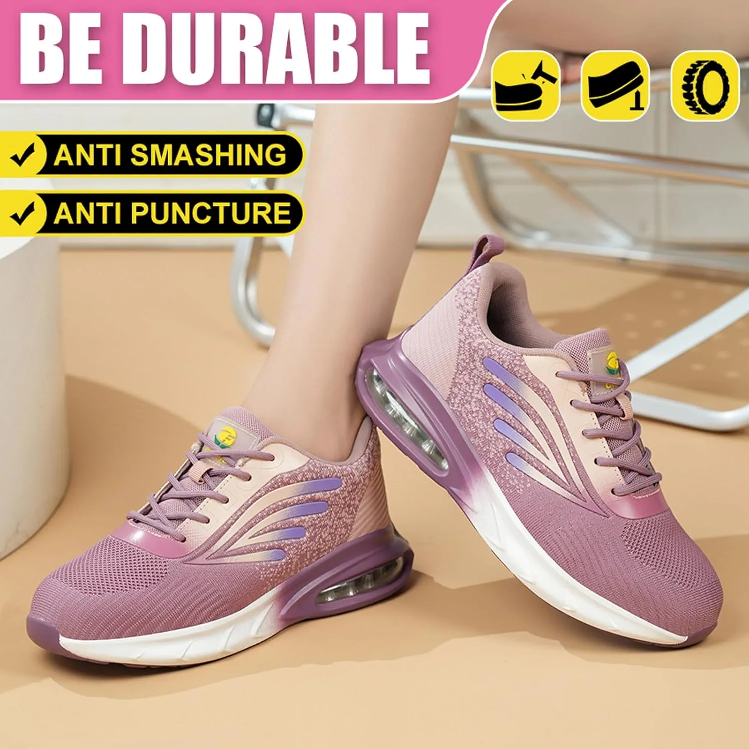 Couple Men's Shoes Women's Steel Toe Cap Lightweight Non Slip Sneaker Wedges Shoes for Women Wide