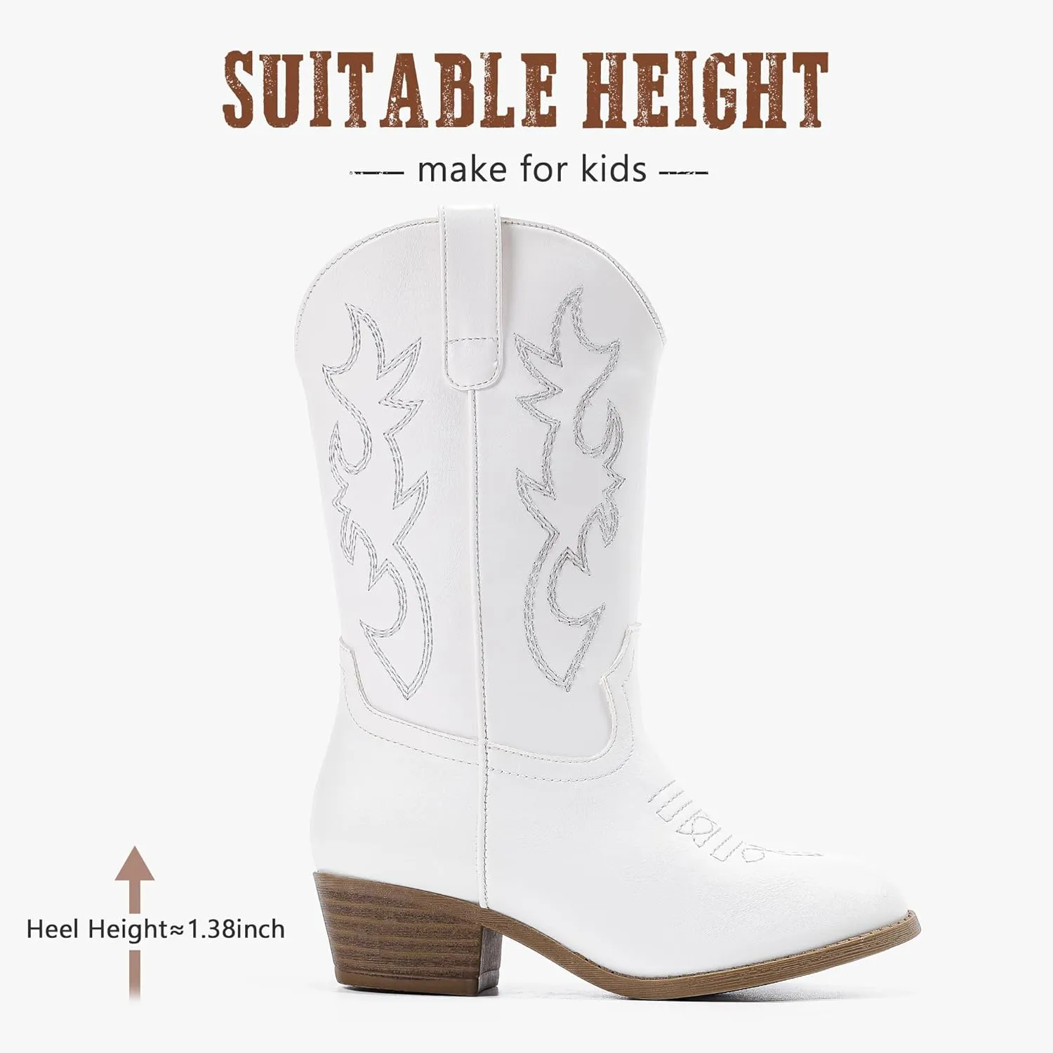 Cowboy Boots for Girls Pointed Toe Kids Cowgirl Boots Mid Calf Western Youth Cowgirl Boots Horse Riding Party for Toddler Little Big Kids