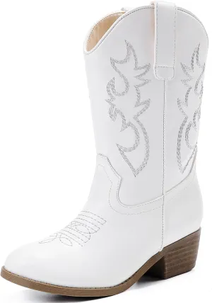 Cowboy Boots for Girls Pointed Toe Kids Cowgirl Boots Mid Calf Western Youth Cowgirl Boots Horse Riding Party for Toddler Little Big Kids